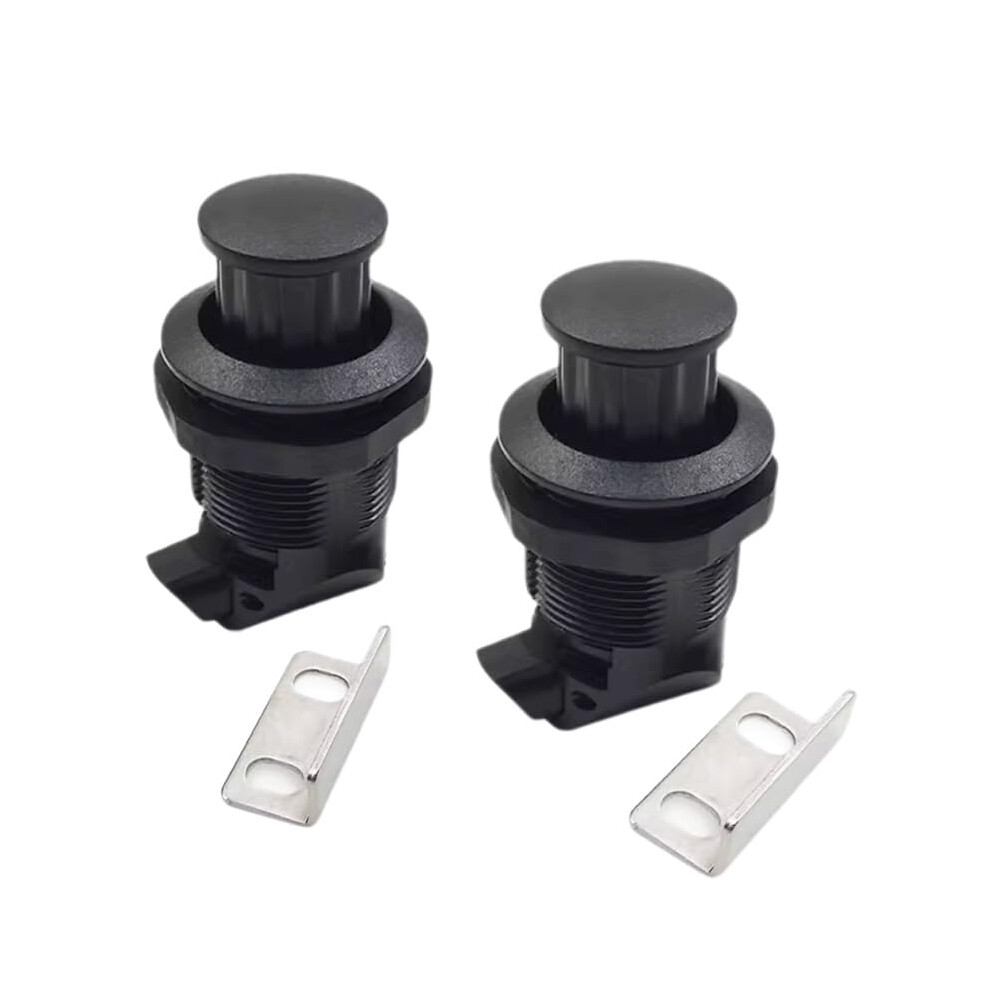 2Pcs Push Button Latch, Push To Close Latches For Perpendicular Door Configurations Latches - Push-To-Close Latches - Knob Stores Flush (Black) 940534624184