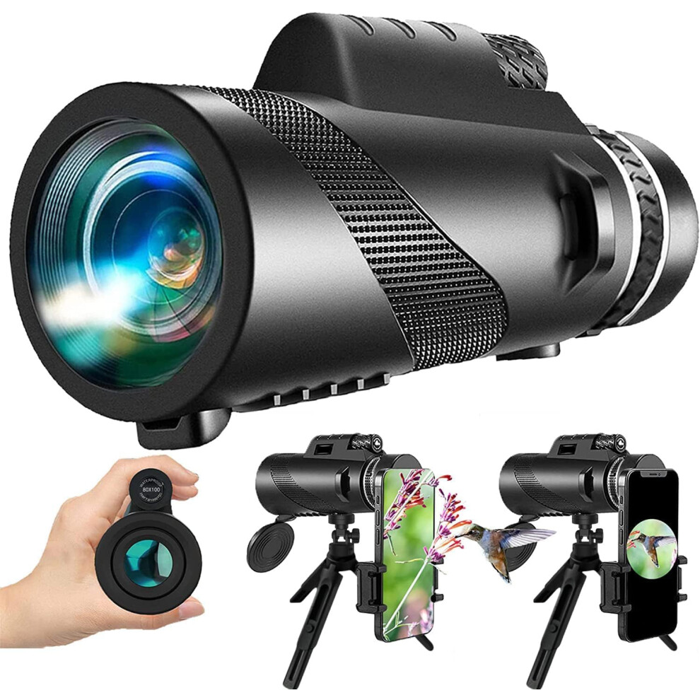 80X100 Monocular-Telescope High Powered For Smartphone Monoculars For Adults 940534624252