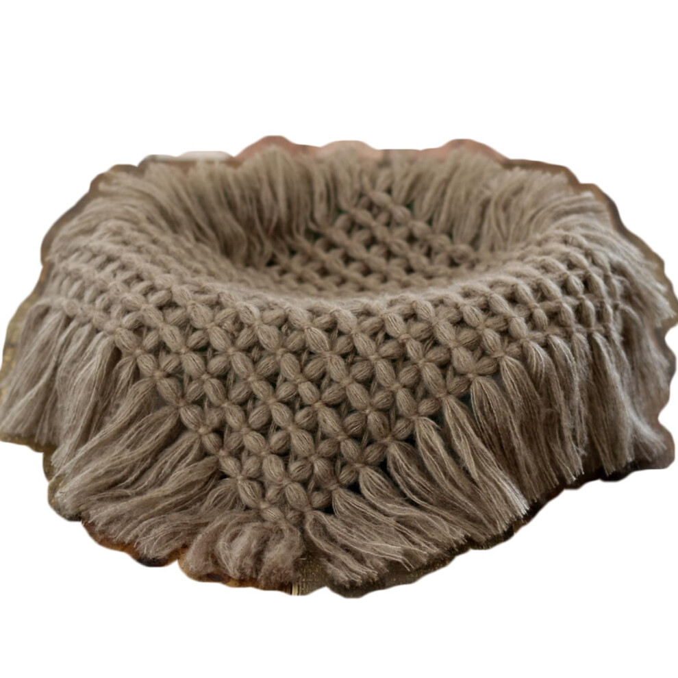 Born Photography Baby Posing Layer Props Basket Filler Stuffer Mini Blanket Photoshoot Handkint Photo Wool Wrap (Dusty ) Grey 940534624368
