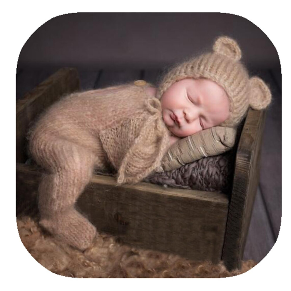 Baby Photoshoots Props Born Photography Outfits Bear Photo Posing Costume Footed Romper Bonnet 940534624481