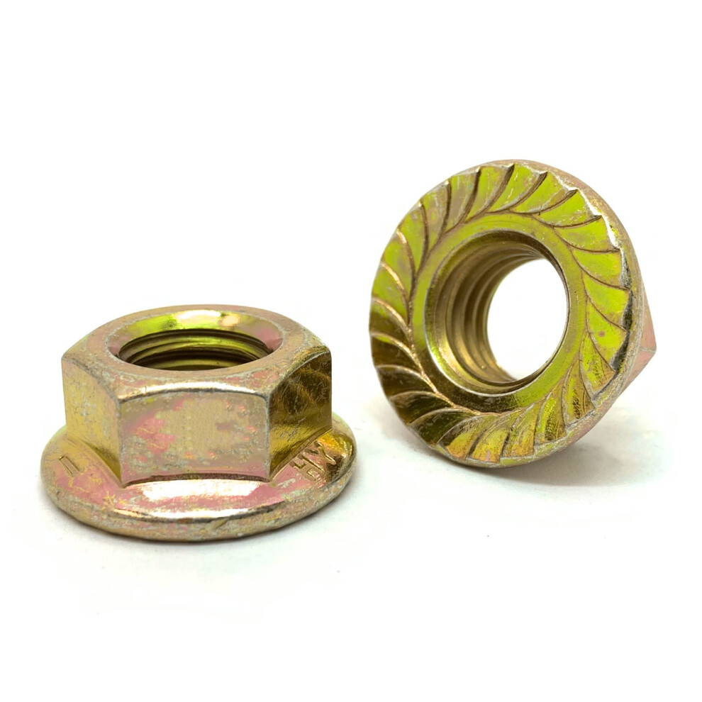 (30 Pieces) 5/16'-18 Grade 8 Serrated Hex Flange Lock Nuts Zinc Yellow 940534624610