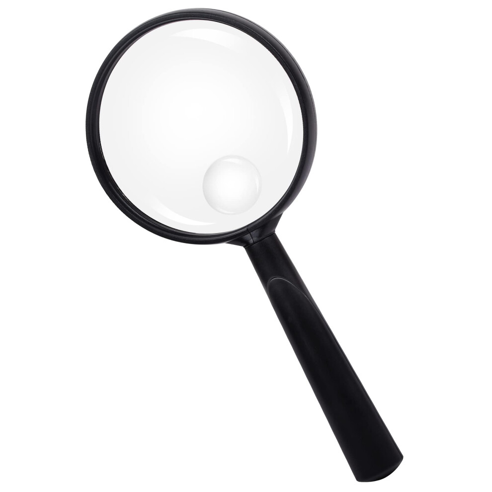 Handheld Reading Magnifier, 10X 30X Magnifier, 75mm Shatterproof Lens, NonSlip Handle