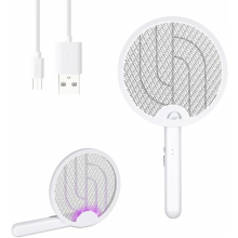 Sähköinen kärpäslätkä, 2 yhdessä älykäs hyttysansa, jossa ladattava USB-alusta, tehokas hyttysansalamppu, jossa 3-kerroksinen turvaverkko ko