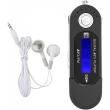 (musta) Mini kannettava USB-digitaalinen MP3-soitin, tukee TF-SD-korttia ja FM-radiota, kuuntele musiikkia