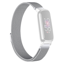 Yhteensopiva Fitbit Inspire 3:n kanssa, ruostumattomasta teräksestä valmistettu älykellonranneke, magneettinen metalliverkkoranneke - hopea