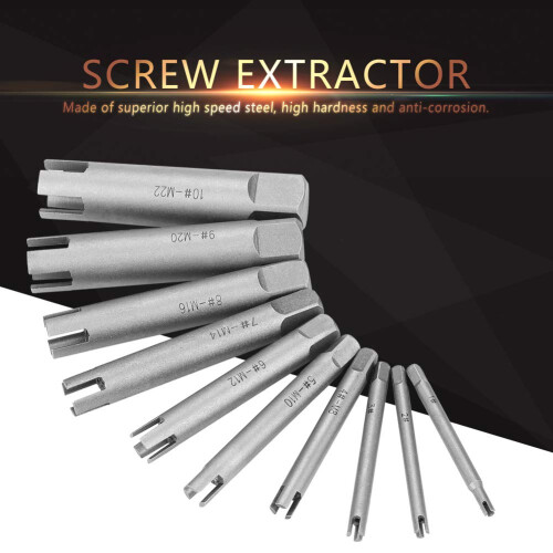 Tap Extractor Steel Broken Head Taps Stripped Screw Remover Set 10 Pcs 1