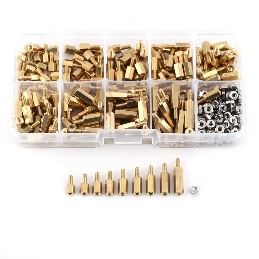 360Pcs Hex Brass Standoff M2.5 Male-Female Threaded Spacer Standoff Motherboard Screw Nut Pillar 940534625969
