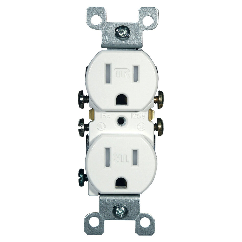 T5320-W 15A 125V Tamper Resistant, Duplex Receptacle, Residential Grade, Grounding, White (10 Pack) 940534626409