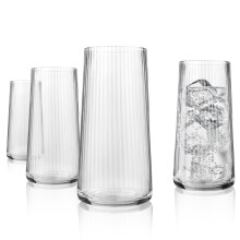 Soho Optic 17.5oz Highball Glass, Set of 4 - Modern Design for Cocktails, Bar Glassware (Clear)