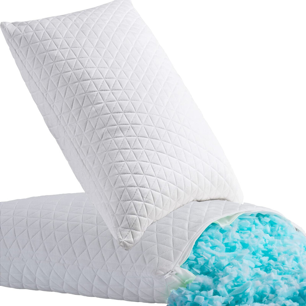 Shredded Memory Foam Pillows for Sleeping,Bed Pillows Standard Size Set of 2 Pack Cooling
