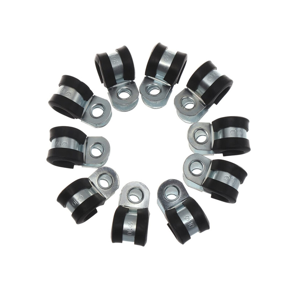 Pipe Clamp,Hose Clamp 10Pcs Wiring Pipe Clamp,Hose Clamp Rubber Lined P Clips (Size : 10Mm) 820064726858