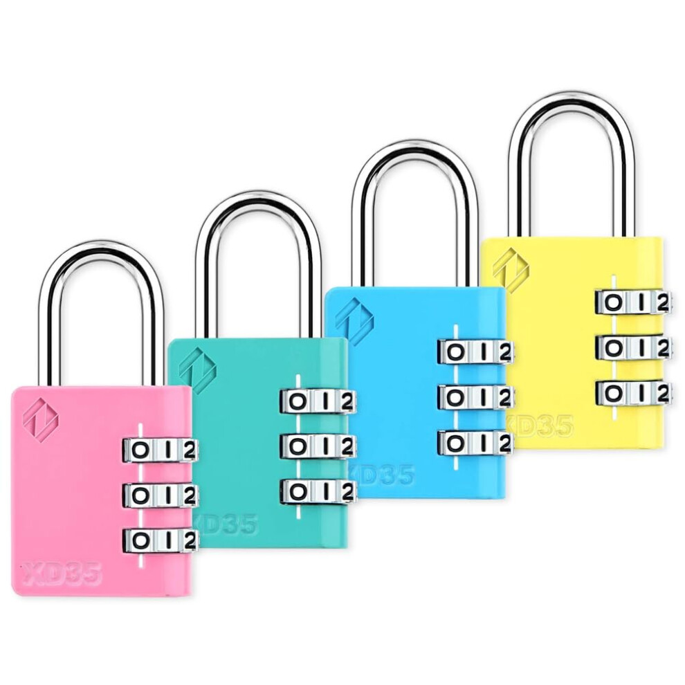 Xd35 Combination Lock, 3Digit Padlock For School Gym Sports Locker, Fence, Toolbox (4Pack) 820064727053