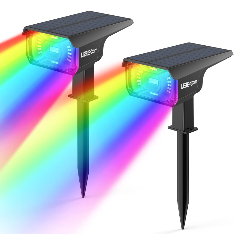 Solar Spotlights Outdoor,40 LEDs Color Changing RGB Landscape Path Lights,USB Powered,14 Colors-image-OPC-PHXNKKN-NEW