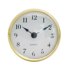 Clock Insert, Round Easy To Read Movement, Fits 3.0 Inch (76mm) Diameter Hole for Home and Bedroom (Gold Rim Arabic)