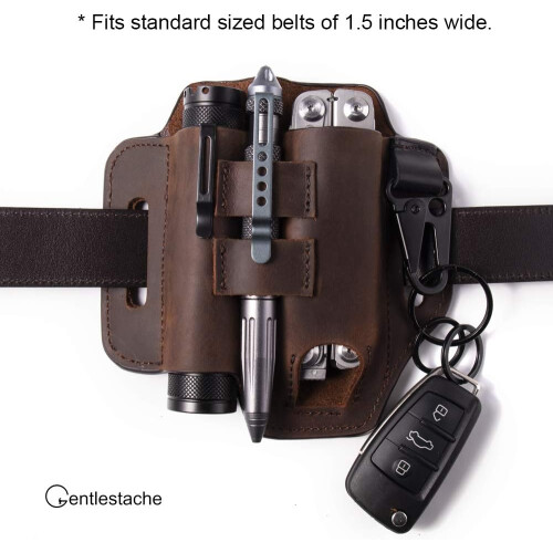 Multitool Belt Sheath, EDC Leather Belt Organizer, Belt Holder with Multitool Pouch 1