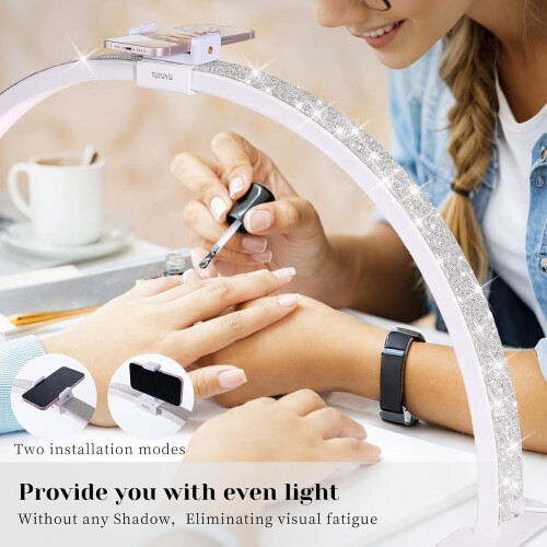31.5 in Large Half Moon Desk LED Light, Easily Detachable  Assemblable, with Mobile Phone Holder 1