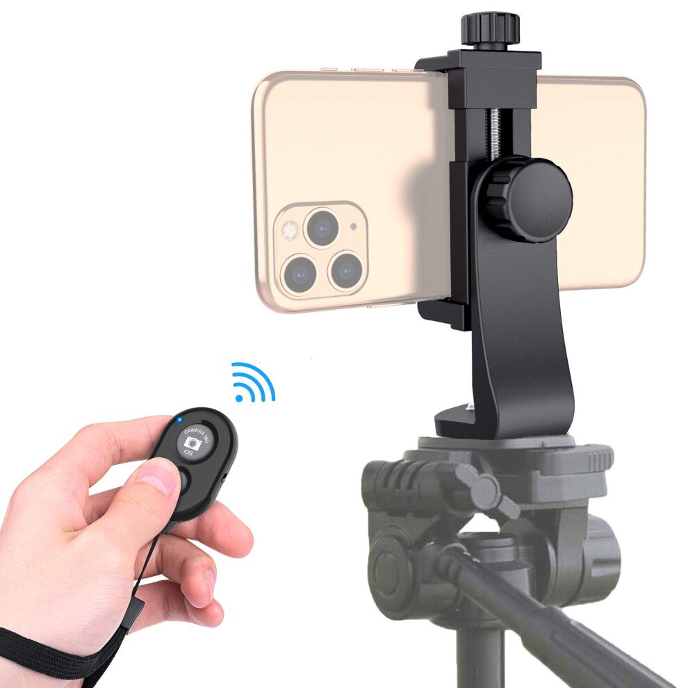 Universal Phone Tripod Mount Adapter With Wireless Camera Remote, Cell Phone Holder For Selfie Stick Light 820064729200