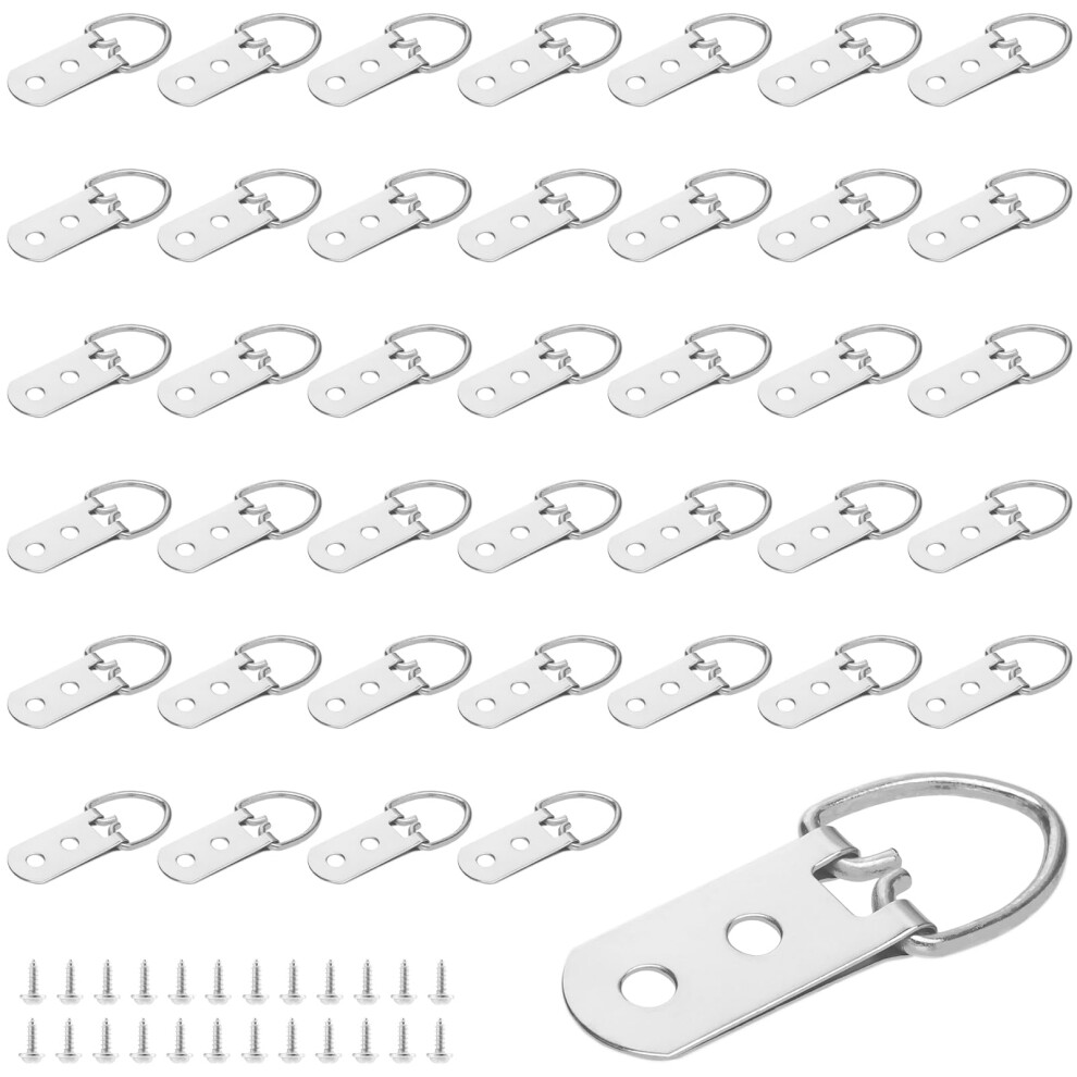 300Pcs D Ring Hangers, Small D Ring Hook With Screw, Double Hole Picture Frame Hangers For Picture Hanging 940534630871