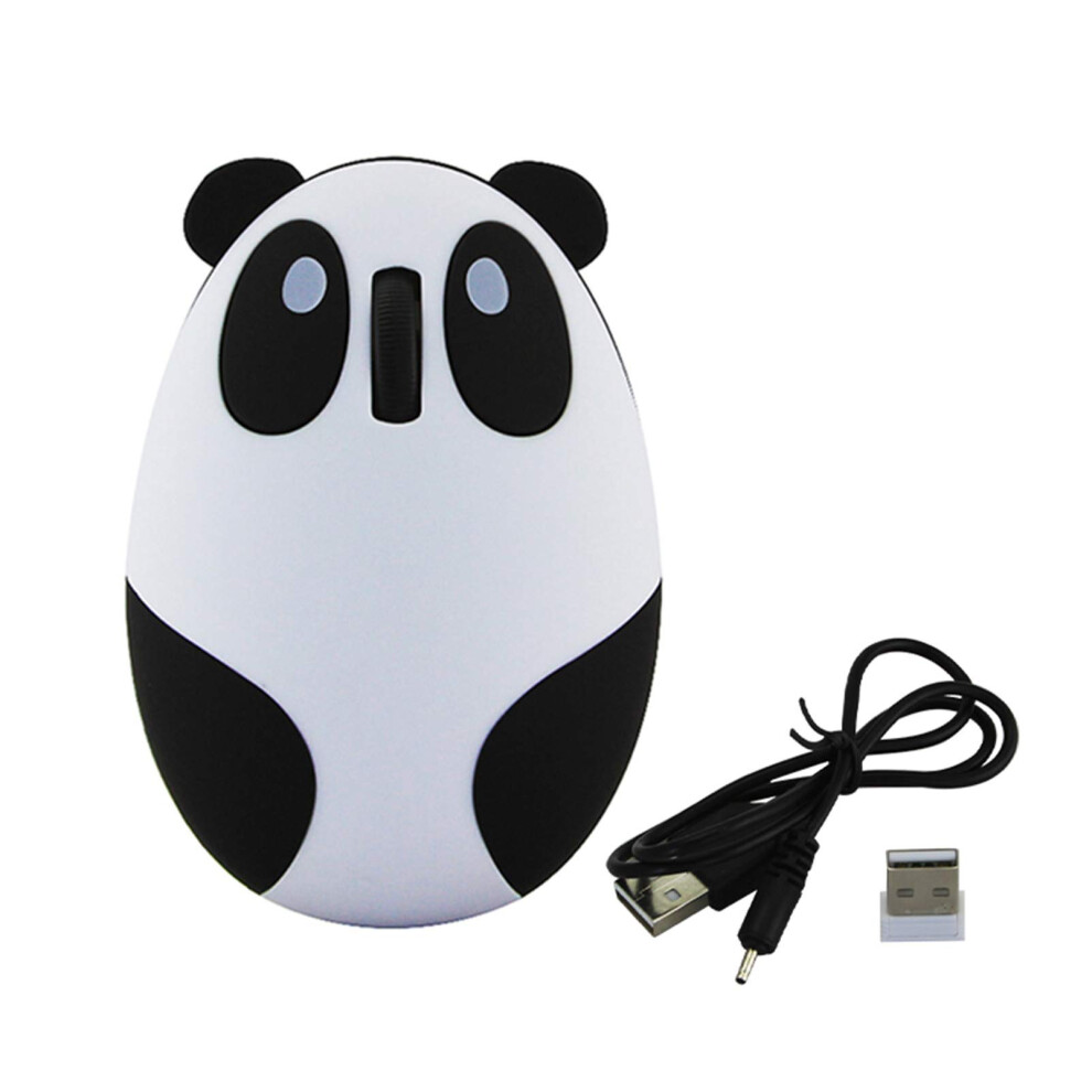 Cute Animal Panda Wireless Mouse, Mini USB 2.4G Rechargeable Optical Mice Cartoon Computer Mouse for Kids 3 Buttons (WirelessWhite)-image-OPC-PHXNM9X-NEW