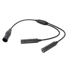 GA Dual Plugs to 5 Pin XLR Adapter Black Aviation Headphone Cable Universal for Aviation Communicat