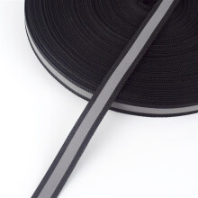 Webbing 50yards 1cm Nylon Fluorescent Silver Reflective Webbing Ribbon Safe Warning Tape Trims DIY Garment Bags Shoes Material(Black)