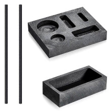 4PCS Graphite Ingot Mold Set, 5-In-1 Graphite Casting Mold, 1 KG Crucible Mould, 2 Graphite Stir Rod Stick for Melting