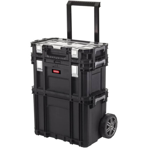 Keter KETER Werkzeugkasten auf Rädern Organizer Tools Set mit 3 Boxen