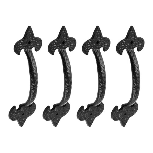 Black Wrought Iron Cabinet Handle 6.5' L Rustic Fleur De Lis Pull Handle Rust Resistant