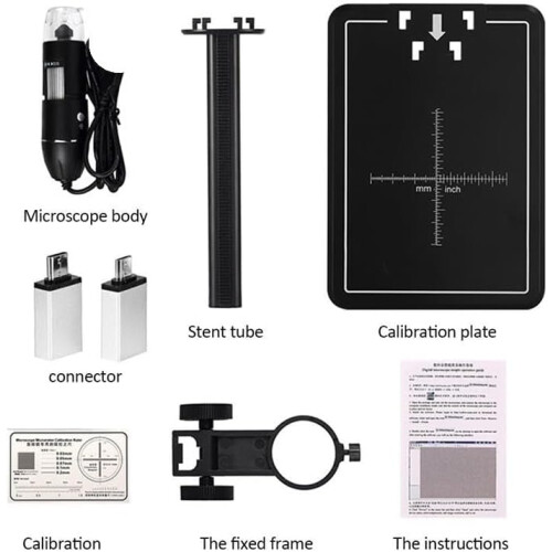 Microscope Kit 1600X Digital Microscope 3in 1 Electronic Microscope 8 LEDs 2MP 2