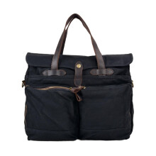 Waxed Canvas Laptop Bag for Men, Briefcase with Handle, Spacious Storage for Laptop, for Work, Travel, and Business Trips