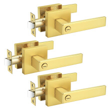 Set of 3 Gold Square Door Lock Sets