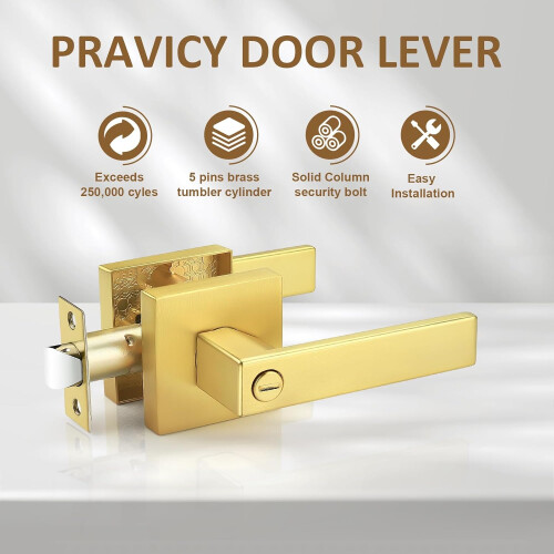 Set of 3 Gold Square Door Lock Sets 1