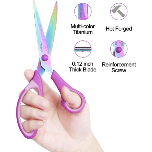 8.5' Scissors All Purpose, Multipurpose Office Scissors Set of 3 pack, sharp Titanium Coating Blade 1