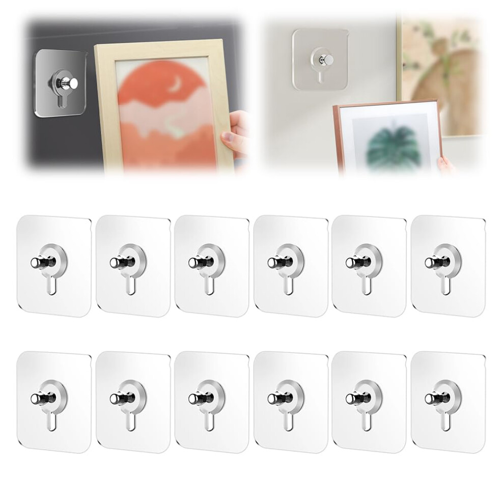 Drill Free Adhesive Hooks, Upgraded Picture Hangers Without Nails, Adhesive Wall Mount 940534635692