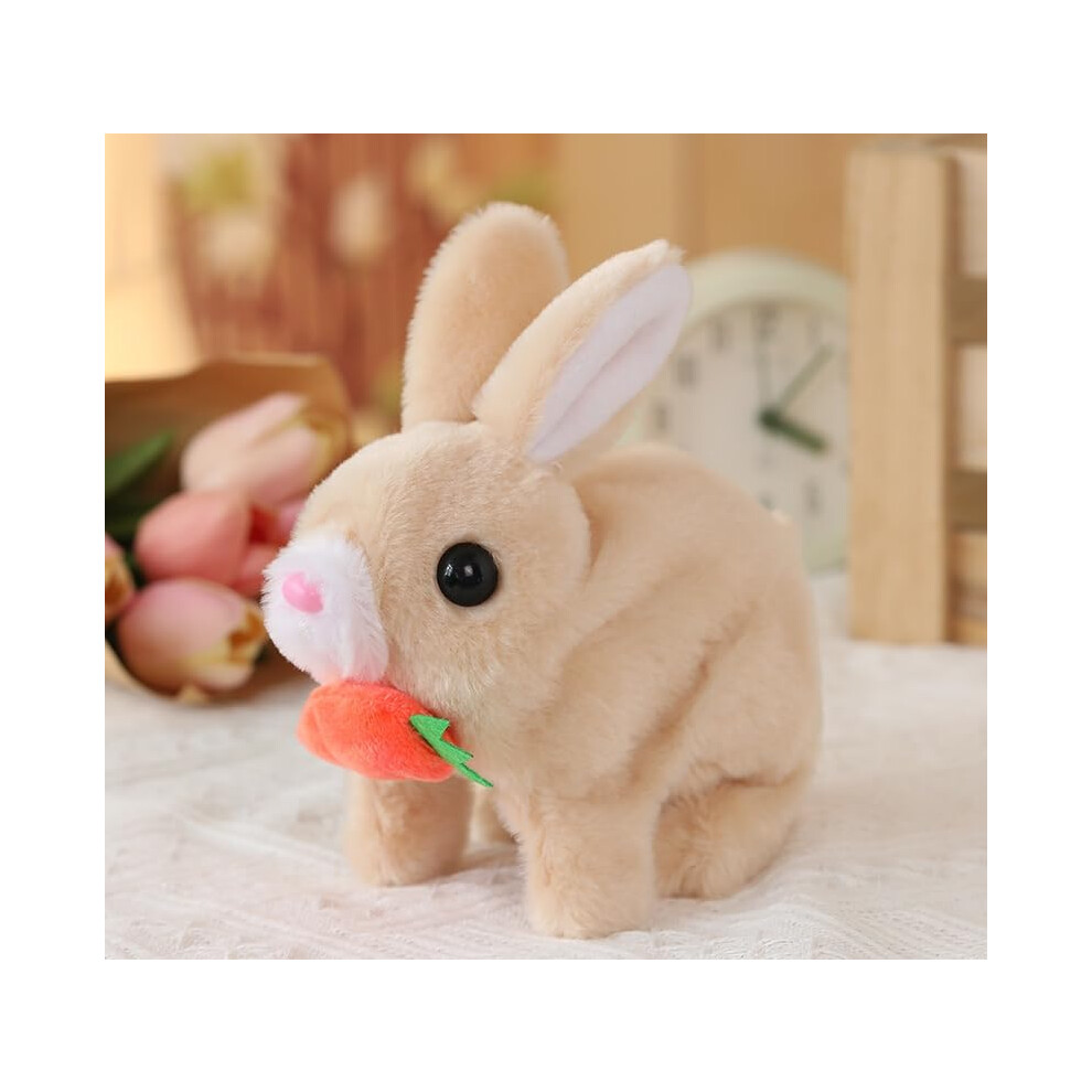 Brown Interactive Bunny Realistic Bunny - Jumping, Twitching And Shaking Ears, With Carrot (Brown)