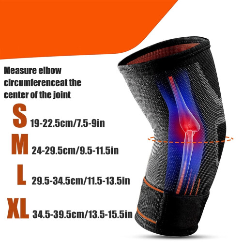 Elbow Wraps 1Pcs Elbow Brace Compression Support Sleeve for Tendonitis, with Adjustable Strap for Tennis, Golf, Weightlifting(Large) 1