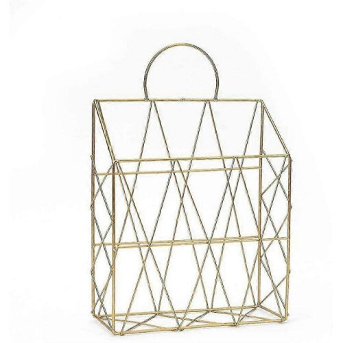 Office Desktop Decoration Single Compartment Iron Storage Rack (Gold) 1 Pieces