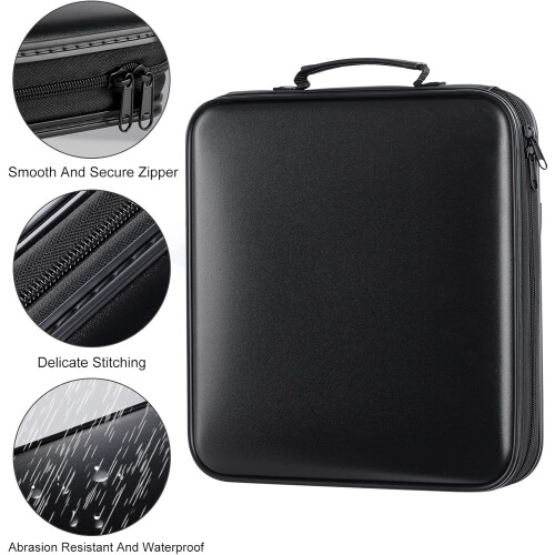 DVD Storage CD Case Holder: 160 Capacity CD Sleeves Black Disc Cases Binder for Car 1