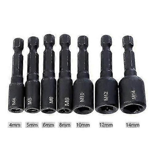 Exclent 7pcs M4-m14 Tap Socket Adapter 1/4 Inch Hex Shank Machine Tap Square Thread Driver Adapter for Electric Drill 1