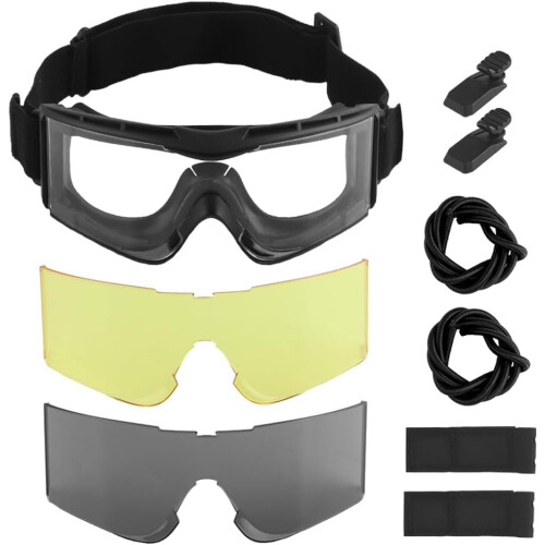 Professional Protective Polarized Tactical Goggle Set,Headgear Mode/Outdoor shooting Windproof goggles