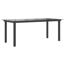 vidaXL Garden Dining Table Glass Aluminium 190x90x74 cm Black Outdoor Patio