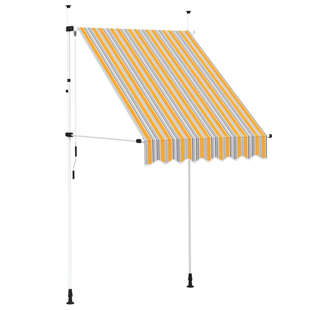 Vidaxl Manual Retractable Awning 150Cm Yellow And Blue Stripes Window Canopy