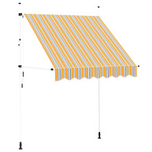 vidaXL Manual Retractable Awning 200cm Yellow and Blue Stripes Window Canopy