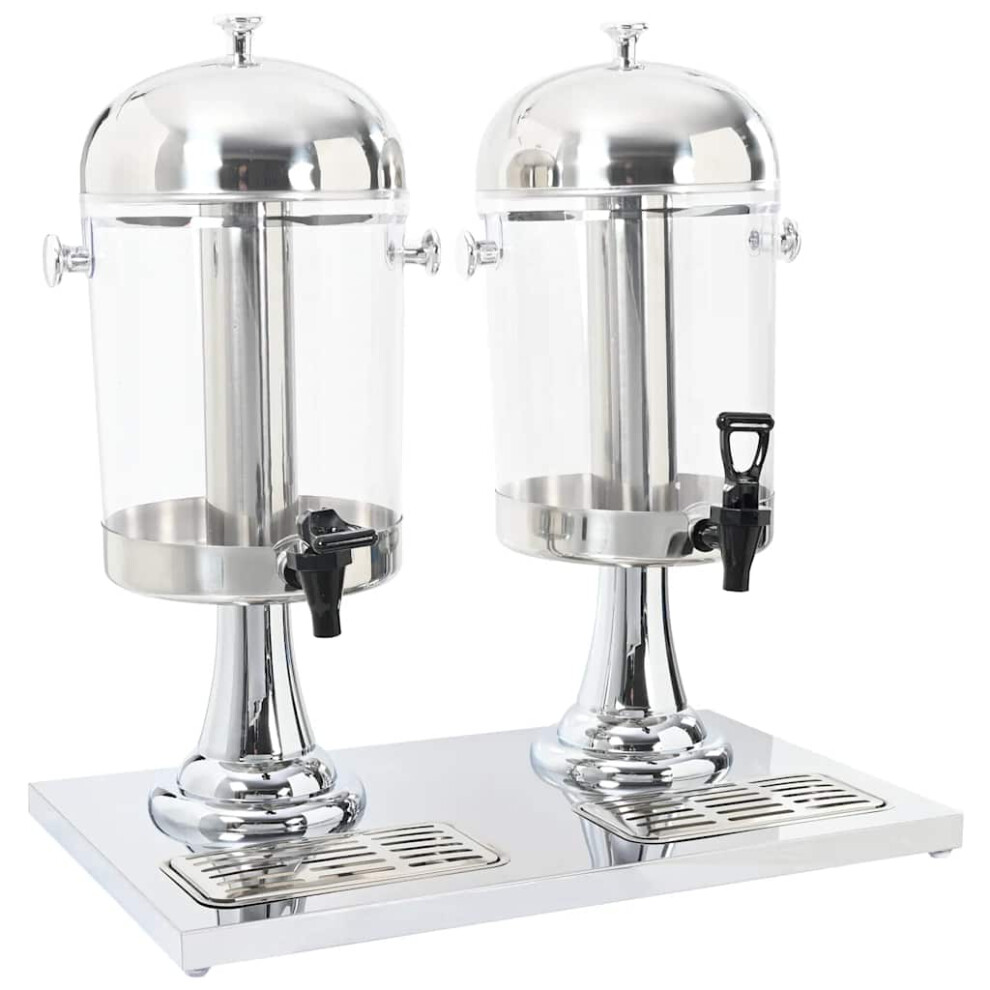 Vidaxl Double Juice Beverage Drink Dispenser Serving Pitcher Stainless Steel 8 L