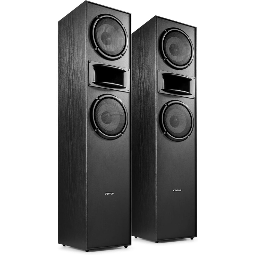 Fenton Shf700b Floor Standing Speakers Pair, 400W Hifi Loudspeakers, 3-Way Stereo Tower Speakers With Dual 6.5" Woofers 123456987197