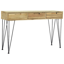 vidaXL Solid Teak Console Table 120x35x76cm with 3 Drawers Sideboard Desk