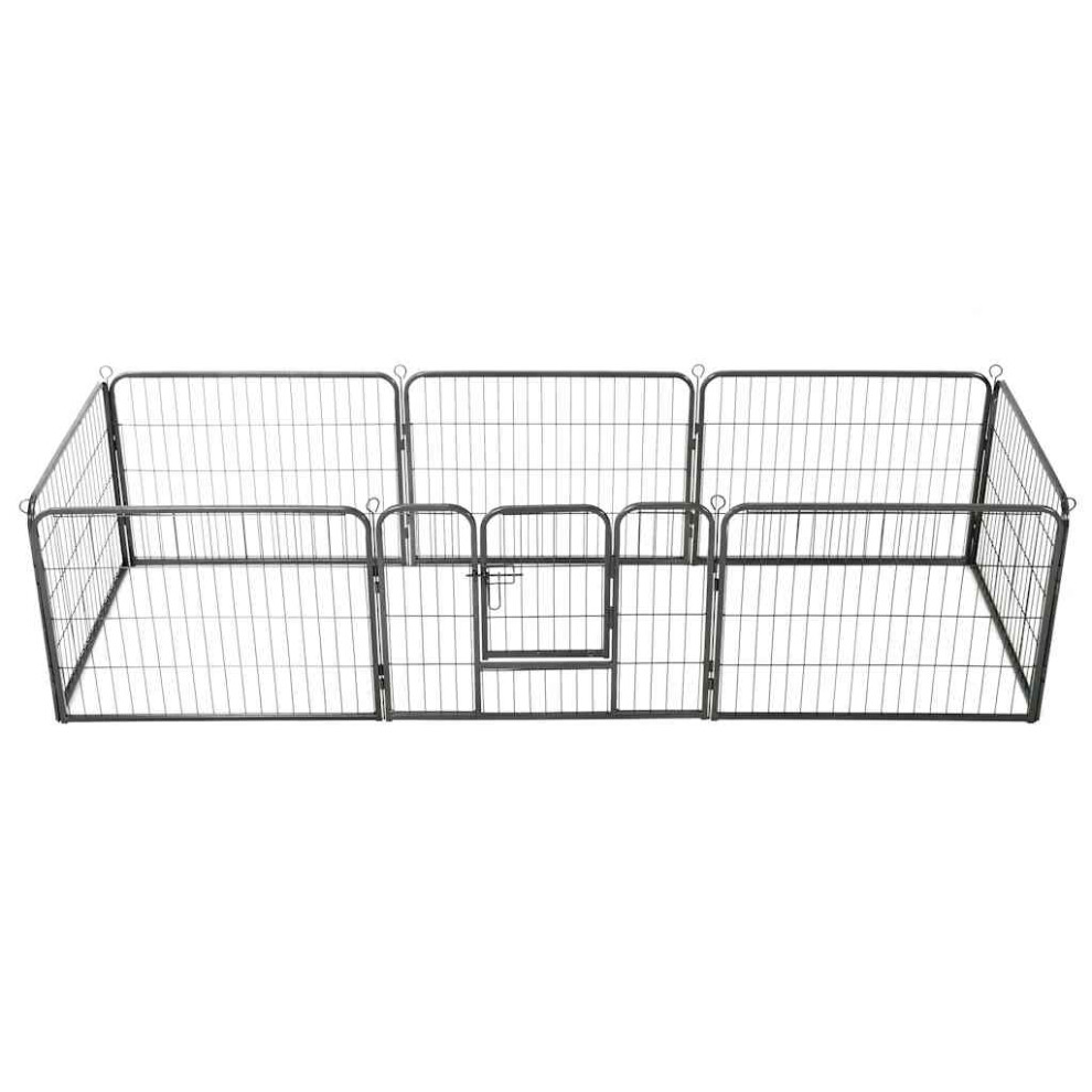 Vidaxl Dog Playpen 8 Panels Steel 60X80cm Black Enclosure Run Cage Kennel