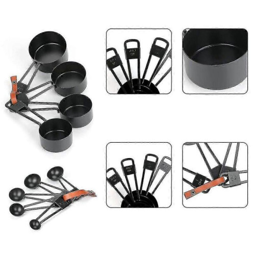 Black Stainless Steel Measuring Cups And Spoons Set 2