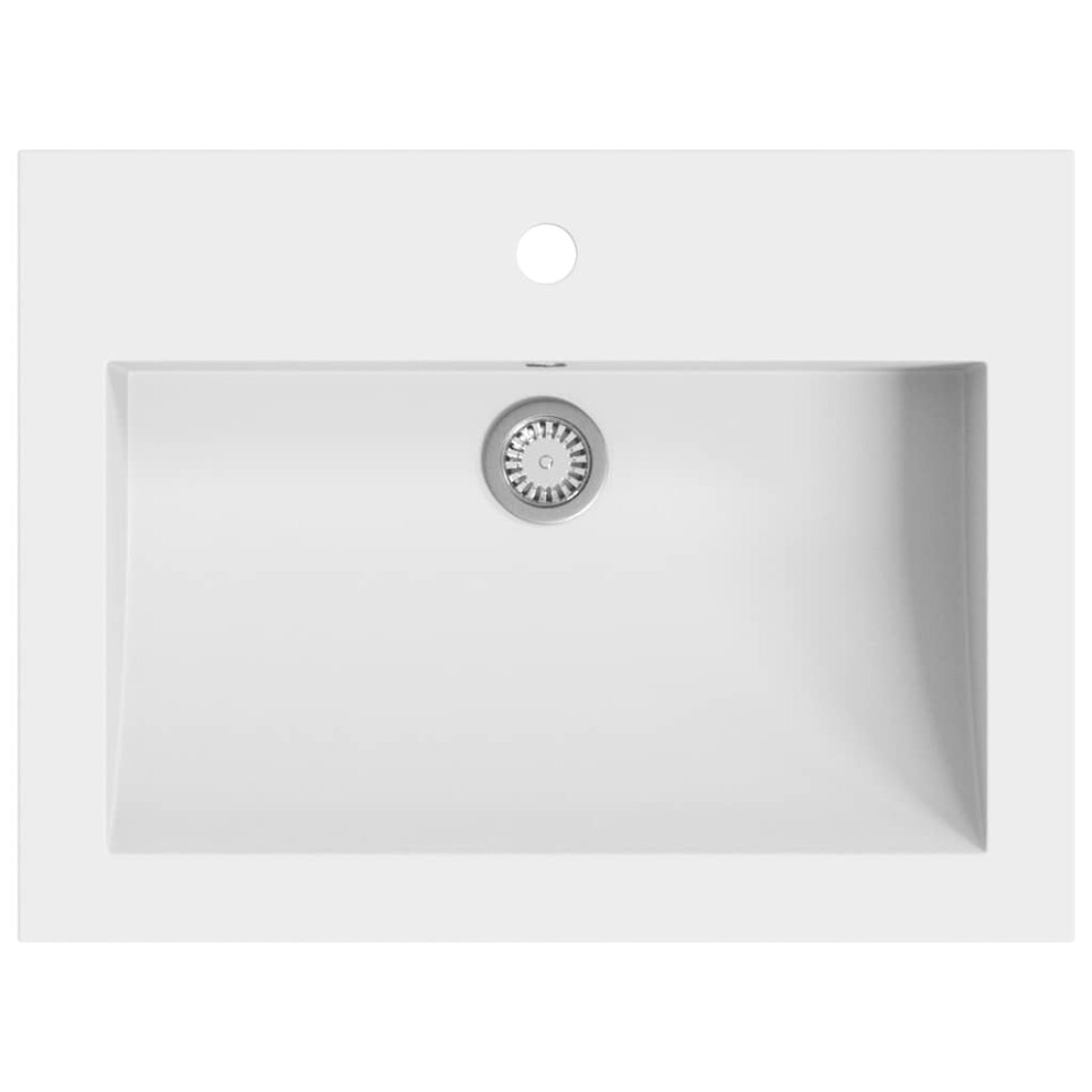 vidaXL Granite Basin White Above Counter Bathroom Cloakroom Wash Sink Bowl