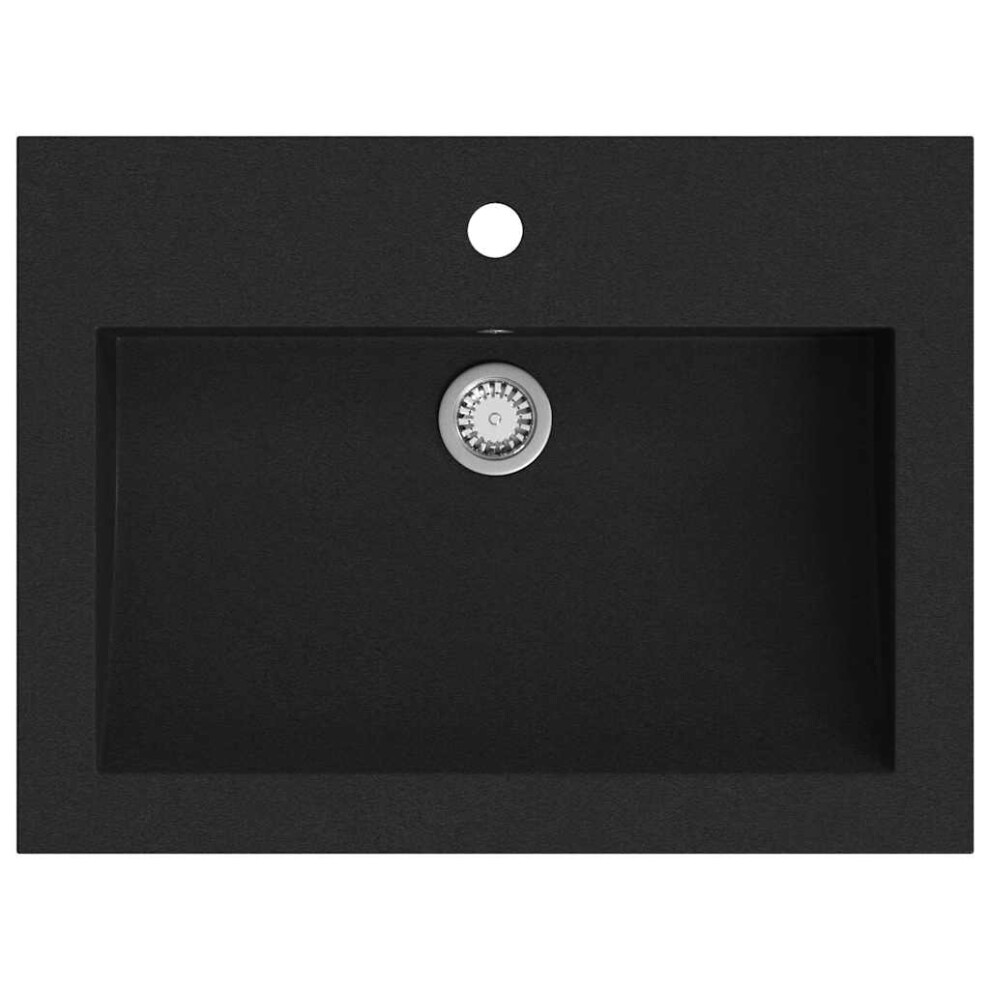 vidaXL Granite Basin Black Above Counter Cloakroom Bathroom Sink Wash Bowl